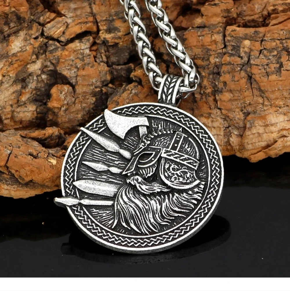 Viking Warrior Silver Pendant Necklace